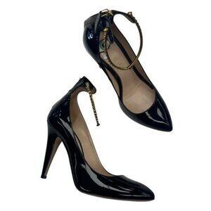 Gucci Black Patent Leather Ankle Strap Evil Eye Stiletto Heels